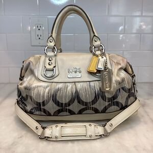 Coach White & Navy Signature IKAT Sabrina Satchel